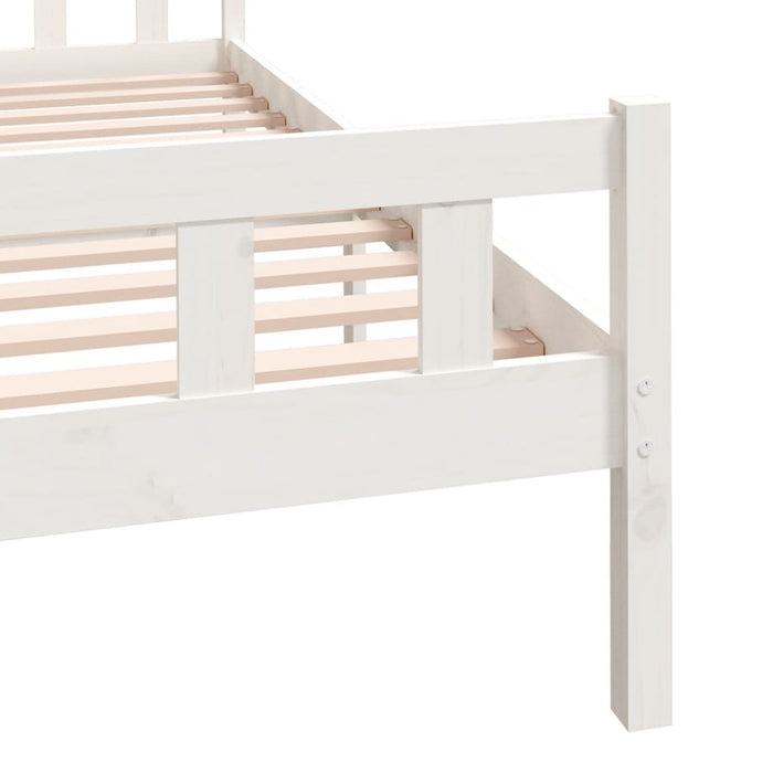 Bed Frame without Mattress White Solid Wood King Size