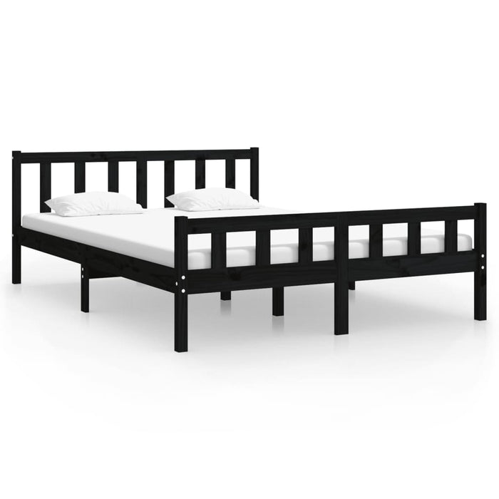 Bed Frame without Mattress Black Solid Wood King Size