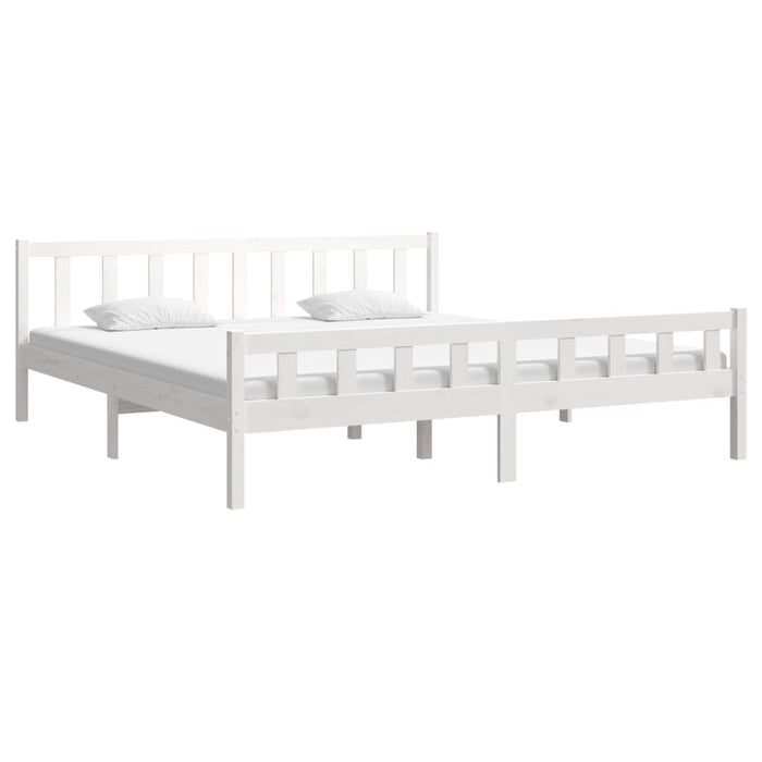 Bed Frame without Mattress White Solid Wood 160x200 cm