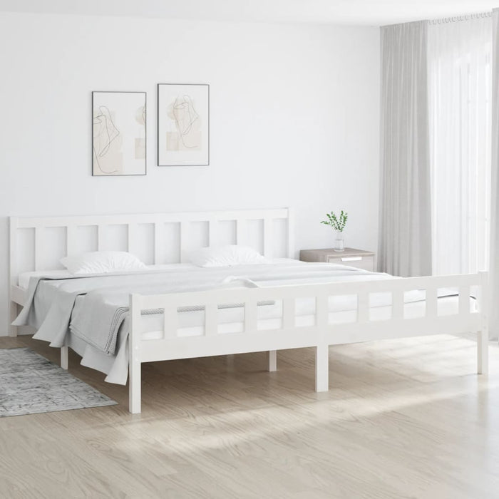 Bed Frame without Mattress White Solid Wood 160x200 cm