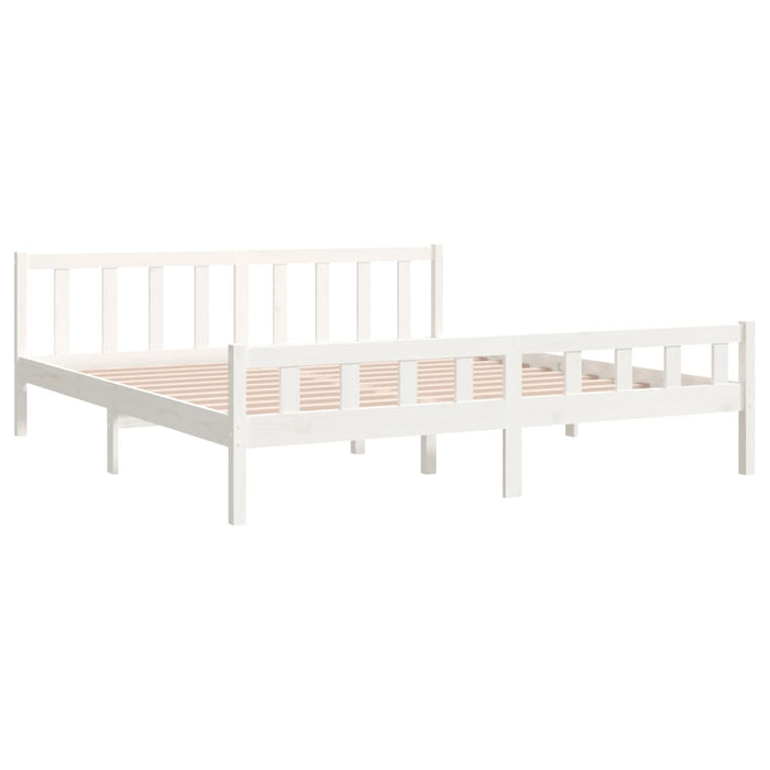 Bed Frame without Mattress White Solid Wood Super King