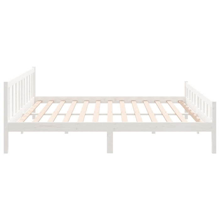 Bed Frame without Mattress White Solid Wood Super King