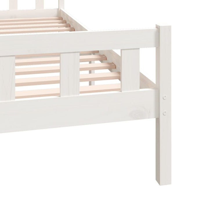 Bed Frame without Mattress White Solid Wood Super King