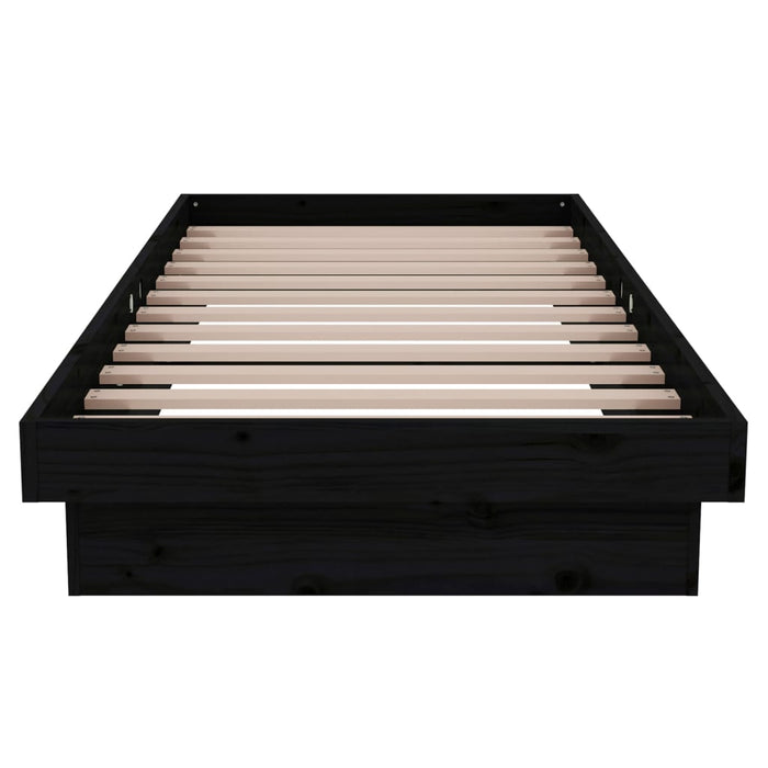 Bed Frame without Mattress Black Solid Wood Small Single