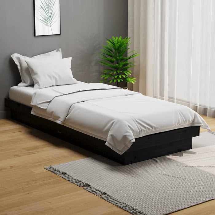 Bed Frame without Mattress Black Solid Wood Small Single