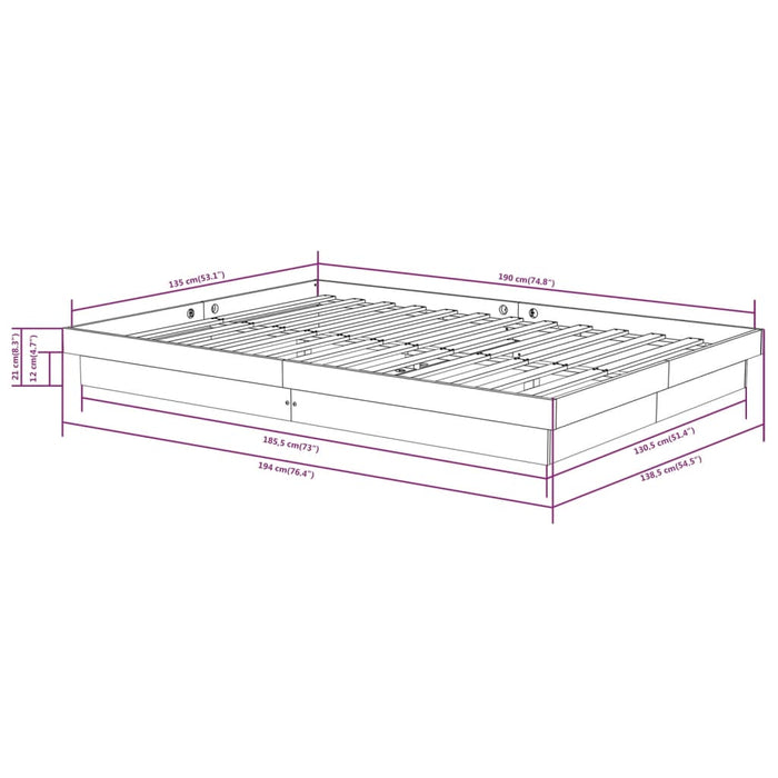 Bed Frame without Mattress Grey Solid Wood Double