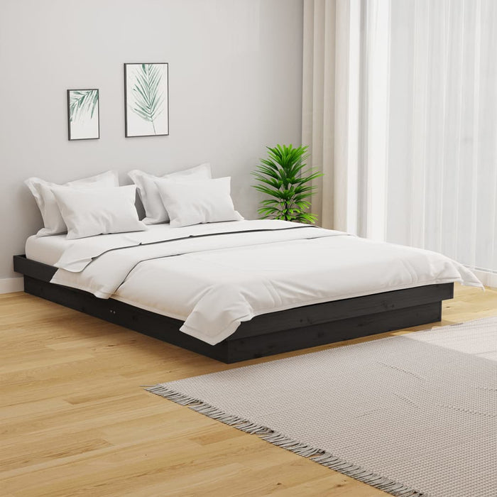 Bed Frame without Mattress Grey Solid Wood Double