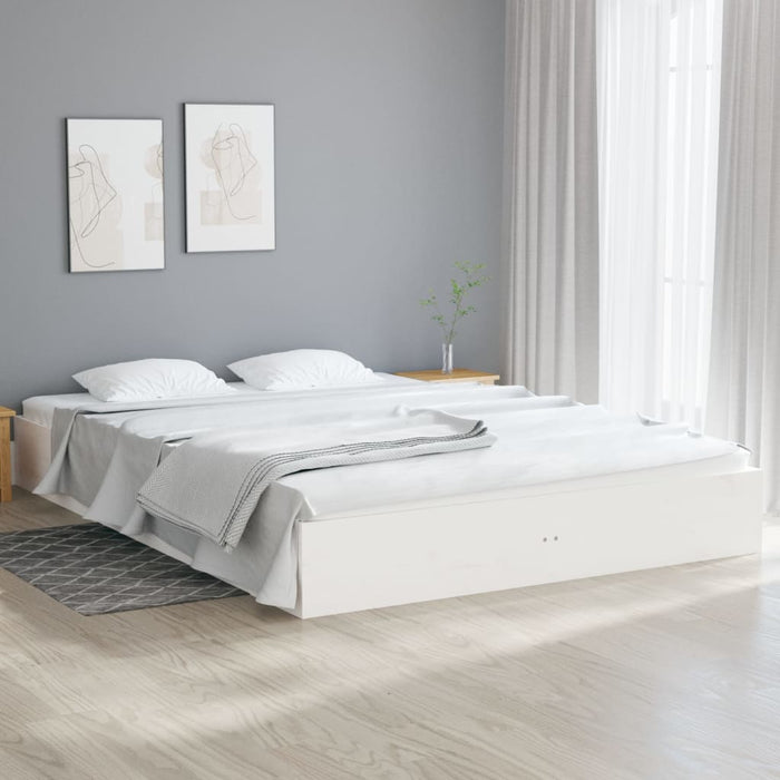 Bed Frame without Mattress White Solid Wood 200x200 cm