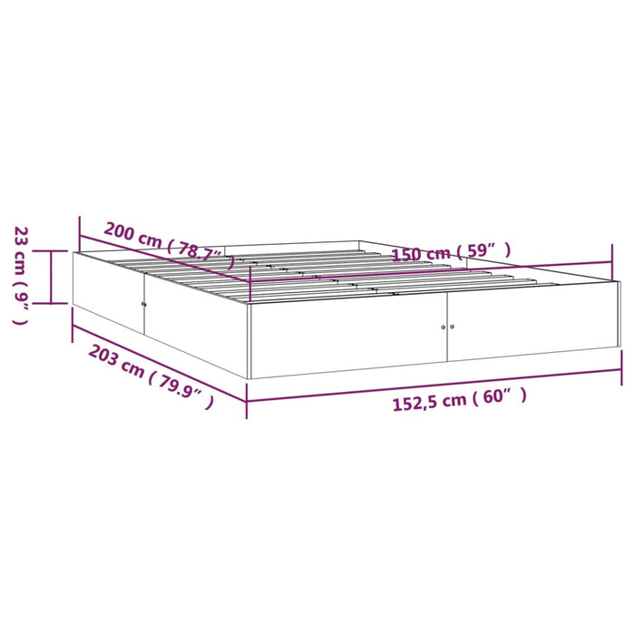 Bed Frame without Mattress Honey Brown Solid Wood 150x200 cm King Size