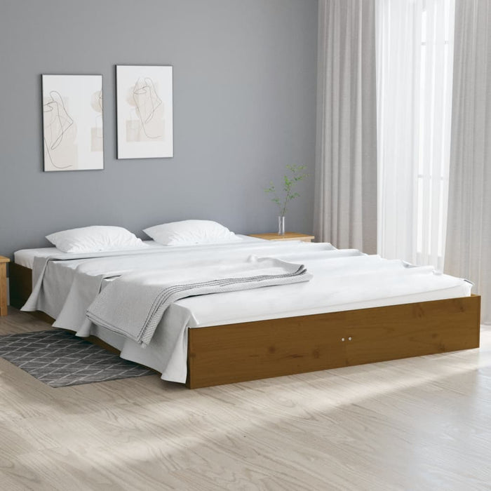 Bed Frame without Mattress Honey Brown Solid Wood 150x200 cm King Size