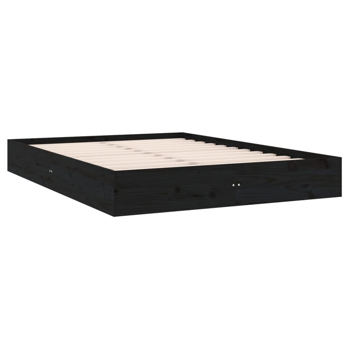 Bed Frame without Mattress Black Solid Wood 150x200 cm King Size King Size