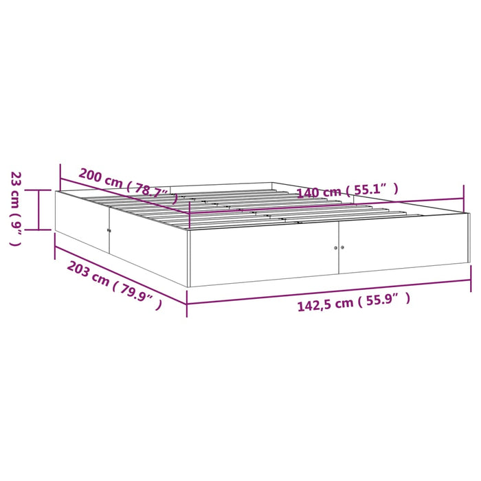 Bed Frame without Mattress Solid Wood 140x200 cm