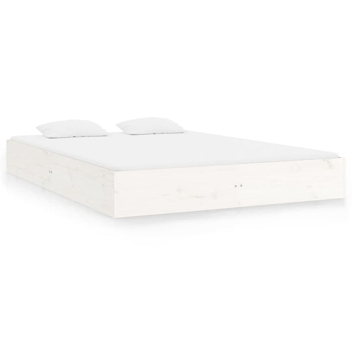 Bed Frame without Mattress White Solid Wood 140x200 cm