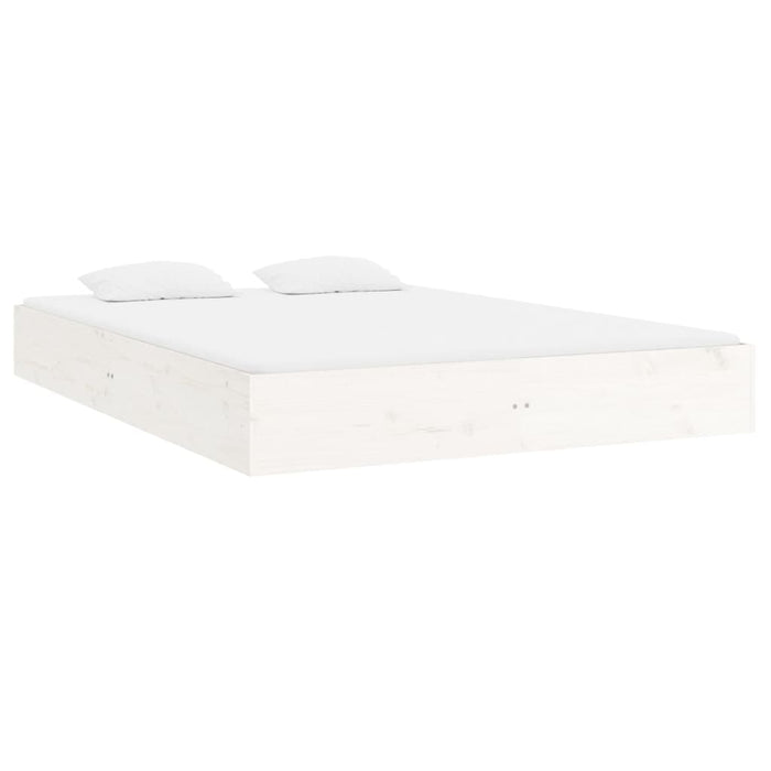 Bed Frame without Mattress White Solid Wood 140x200 cm