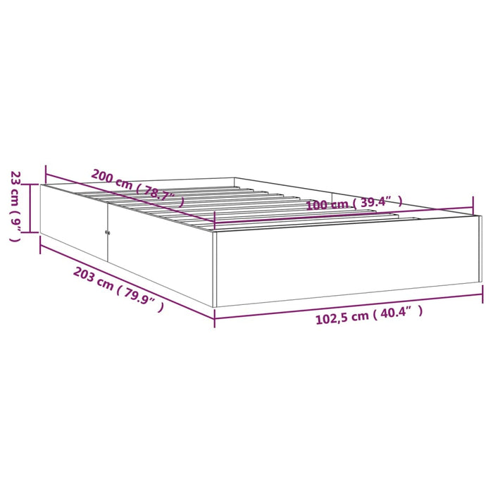 Bed Frame without Mattress White Solid Wood 100x200 cm