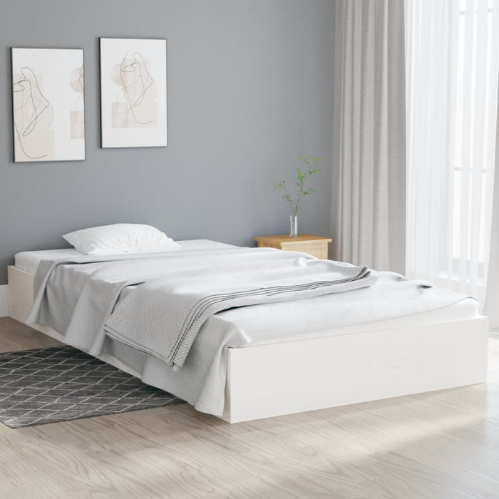 Bed Frame without Mattress White Solid Wood 100x200 cm