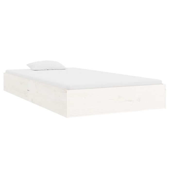 Bed Frame without Mattress White Solid Wood 90x200 cm