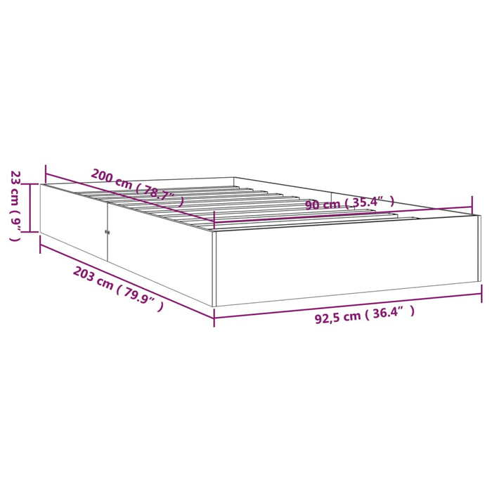 Bed Frame without Mattress White Solid Wood 90x200 cm