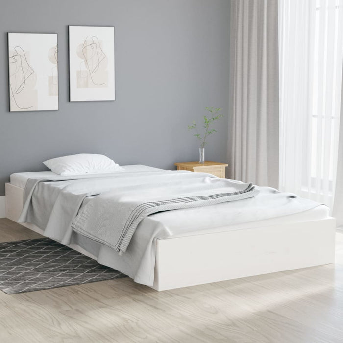 Bed Frame without Mattress White Solid Wood 90x200 cm