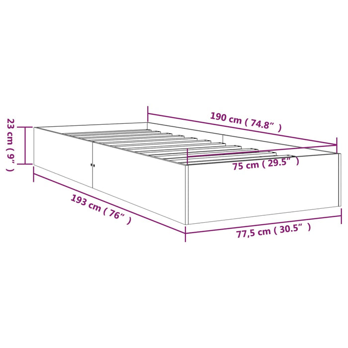 Bed Frame without Mattress Solid Wood 75x190 cm Small Single Small Single