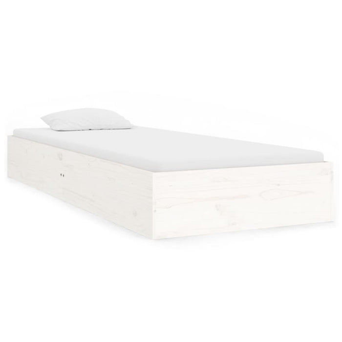 Bed Frame without Mattress White Solid Wood 75x190 cm Small Single