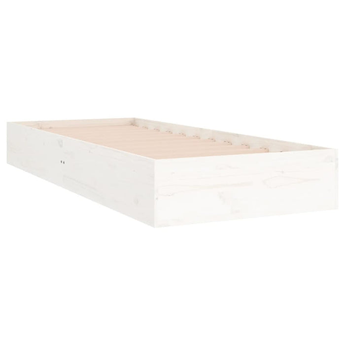 Bed Frame without Mattress White Solid Wood 75x190 cm Small Single