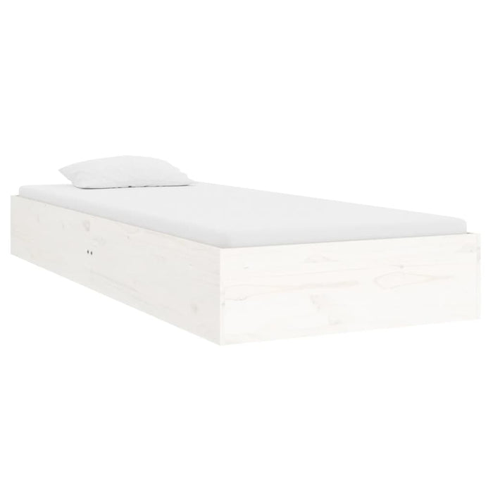 Bed Frame without Mattress White Solid Wood 75x190 cm Small Single