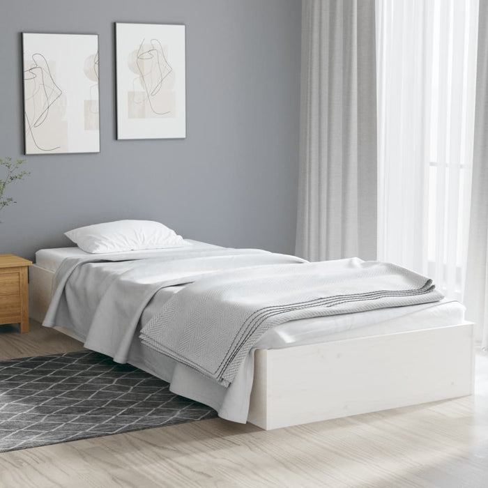 Bed Frame without Mattress White Solid Wood 75x190 cm Small Single