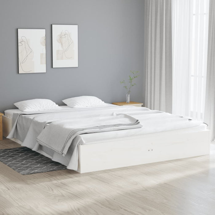 Bed Frame without Mattress White Solid Wood 120x190 cm Small Double