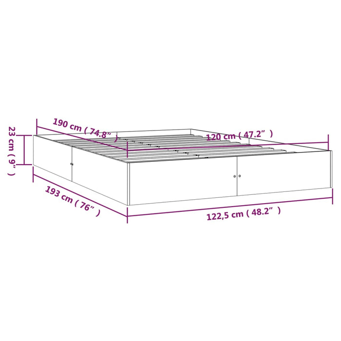 Bed Frame without Mattress Honey Brown Solid Wood 120x190 cm Small Double