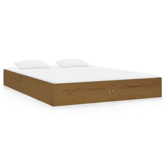 Bed Frame without Mattress Honey Brown Solid Wood 135x190 cm Double