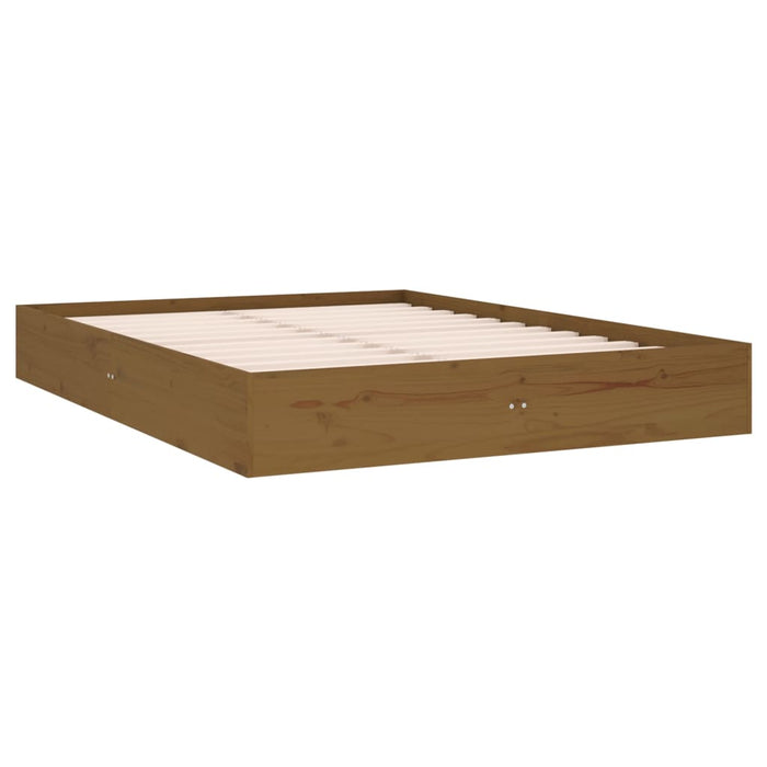 Bed Frame without Mattress Honey Brown Solid Wood 135x190 cm Double