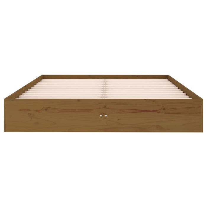 Bed Frame without Mattress Honey Brown Solid Wood 135x190 cm Double