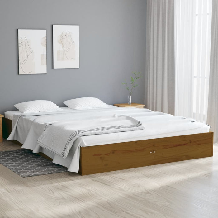 Bed Frame without Mattress Honey Brown Solid Wood 135x190 cm Double