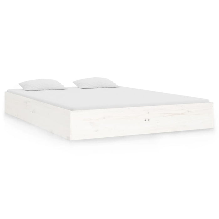 Bed Frame without Mattress White Solid Wood 140x190 cm