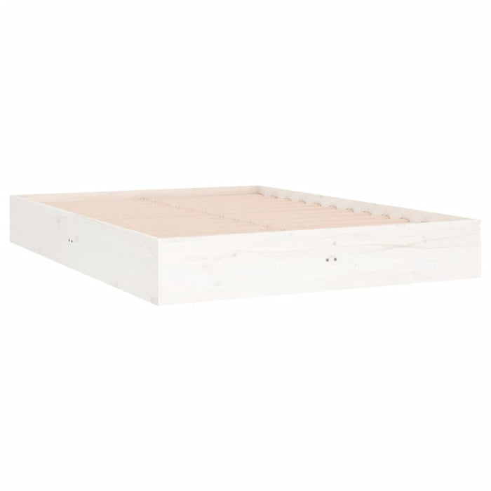 Bed Frame without Mattress White Solid Wood 140x190 cm