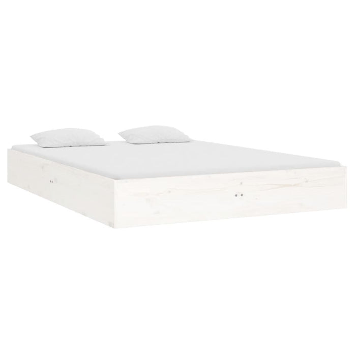 Bed Frame without Mattress White Solid Wood 140x190 cm