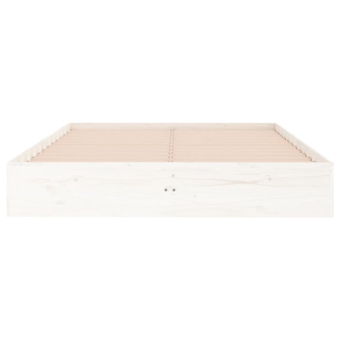 Bed Frame without Mattress White Solid Wood 140x190 cm