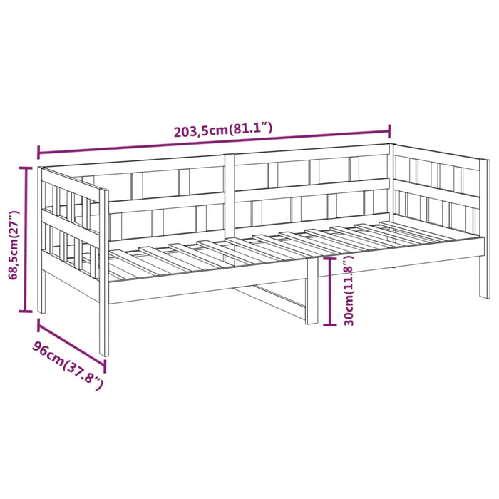 Day Bed without Mattress White Solid Wood Pine 90x200 cm