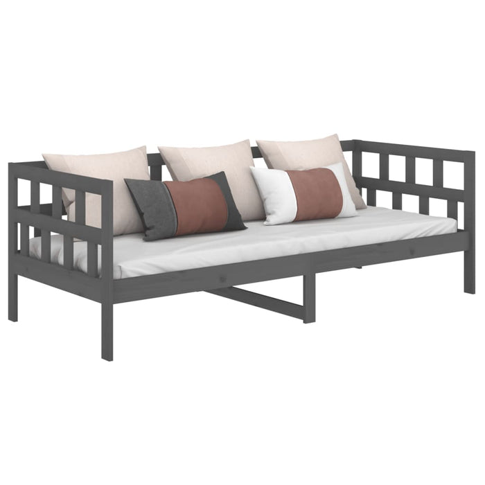 Day Bed without Mattress Grey Solid Wood Pine 90x200 cm