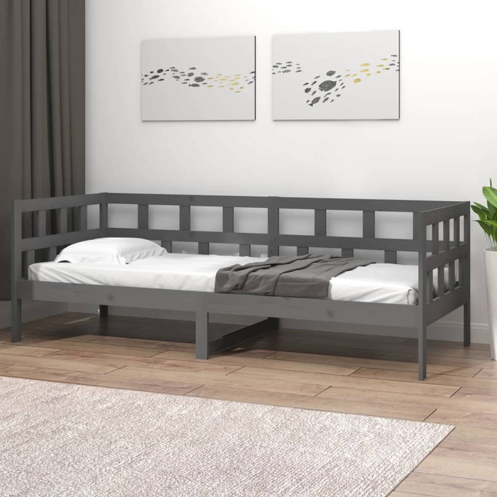 Day Bed without Mattress Grey Solid Wood Pine 90x200 cm