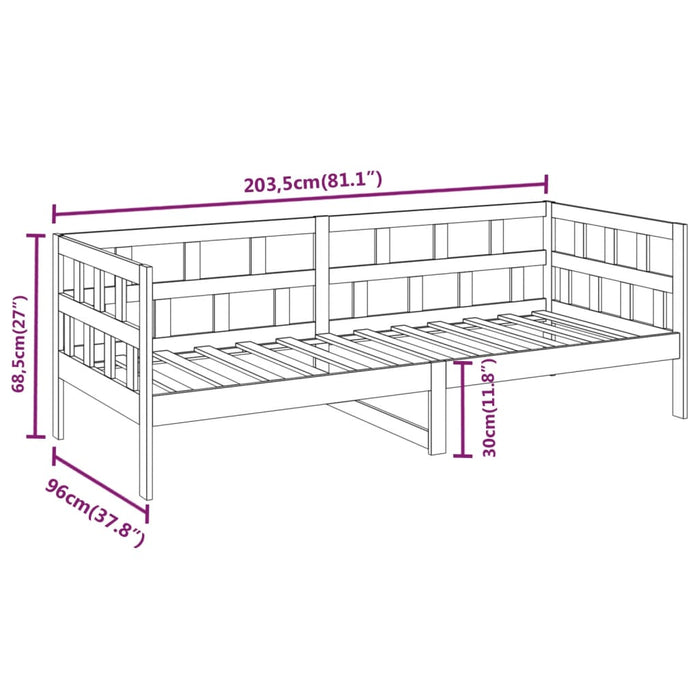 Day Bed without Mattress Grey Solid Wood Pine 90x200 cm