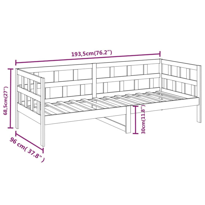 Day Bed without Mattress White Solid Wood Pine 90x190 cm Single