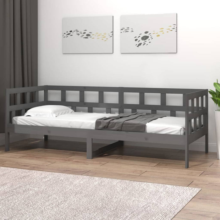 Day Bed without Mattress Grey  Solid Wood Pine 90x190 cm Single