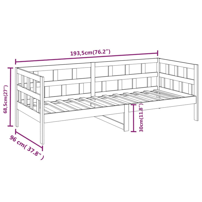 Day Bed without Mattress Grey  Solid Wood Pine 90x190 cm Single