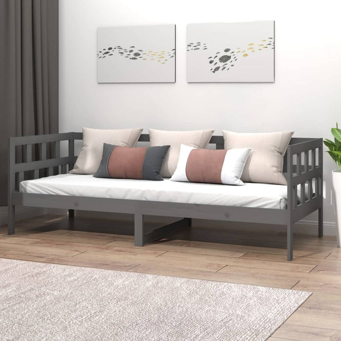 Day Bed without Mattress Grey  Solid Wood Pine 90x190 cm Single