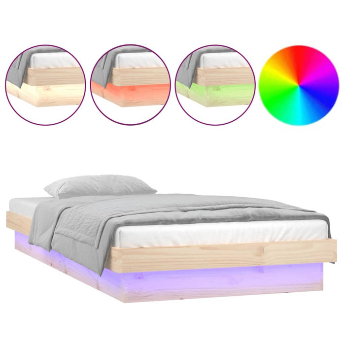 LED Bed Frame without Mattress 90x200 cm Solid Wood