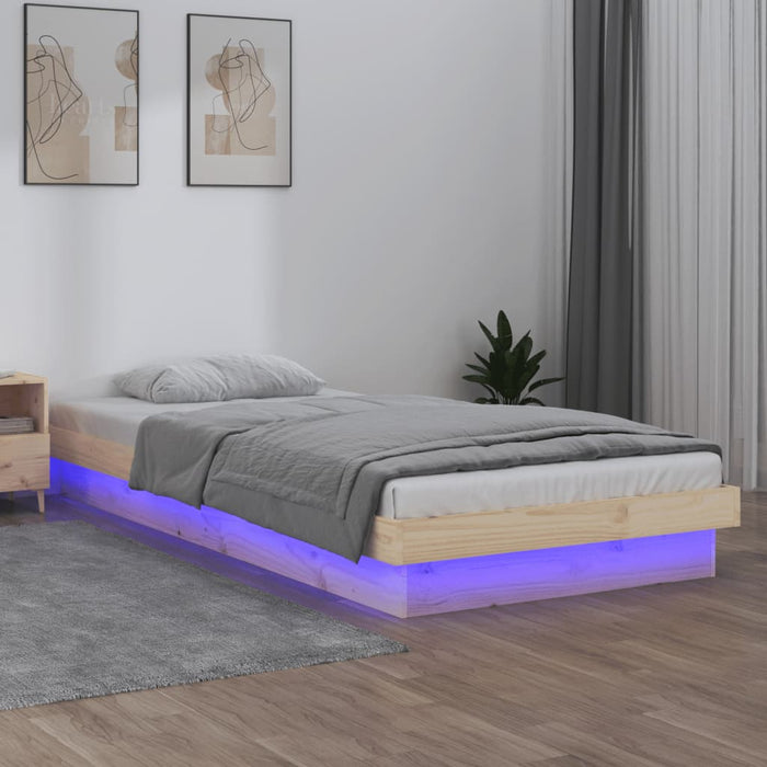 LED Bed Frame without Mattress 90x200 cm Solid Wood