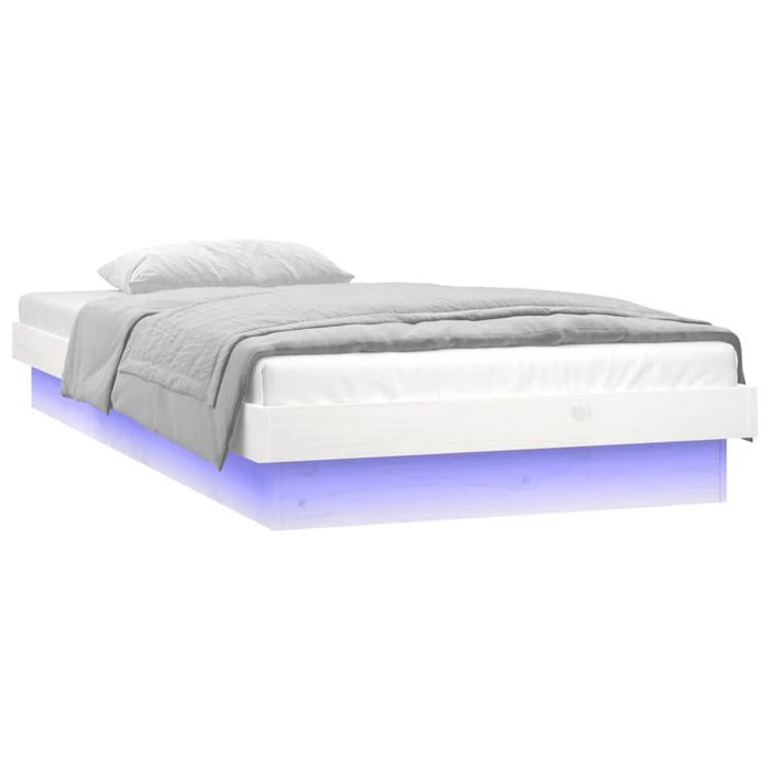 LED Bed Frame without Mattress White 100x200 cm Solid Wood