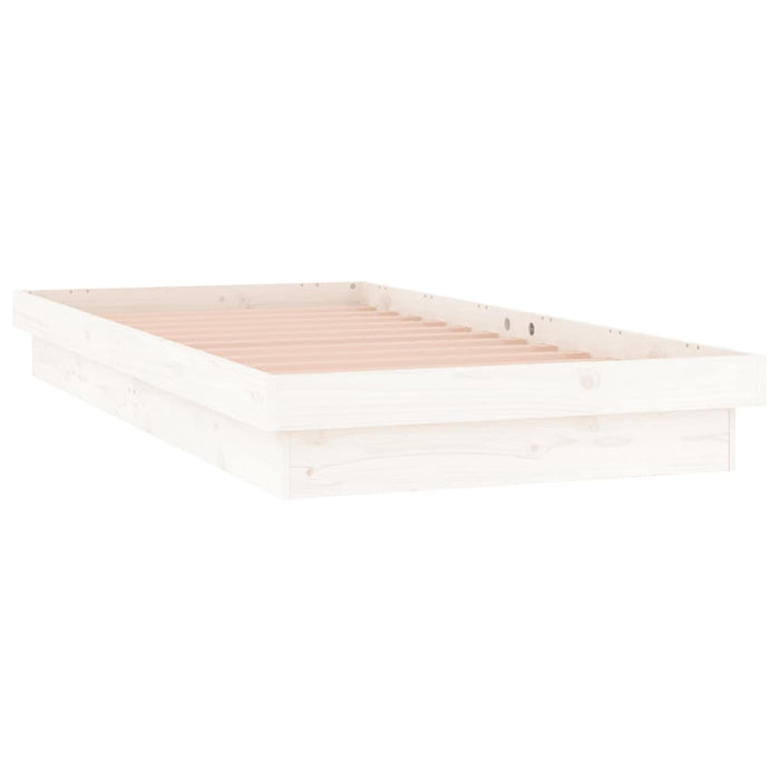 LED Bed Frame without Mattress White 100x200 cm Solid Wood